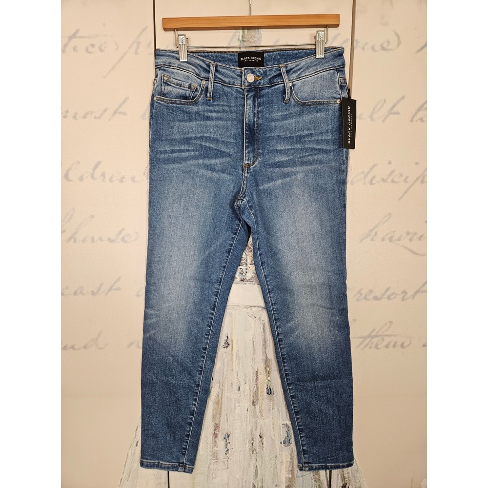 Black Orchid Los Angeles Jude‎ Crop Skinny Jeans Medium Wash Blue Size 30 NEW